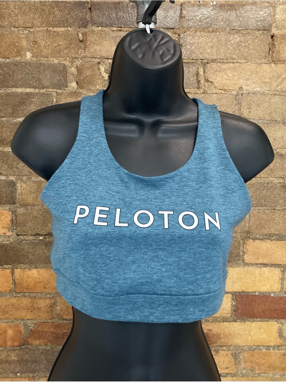 Peloton Teal Heather Racerback Sports Bra with White Logo